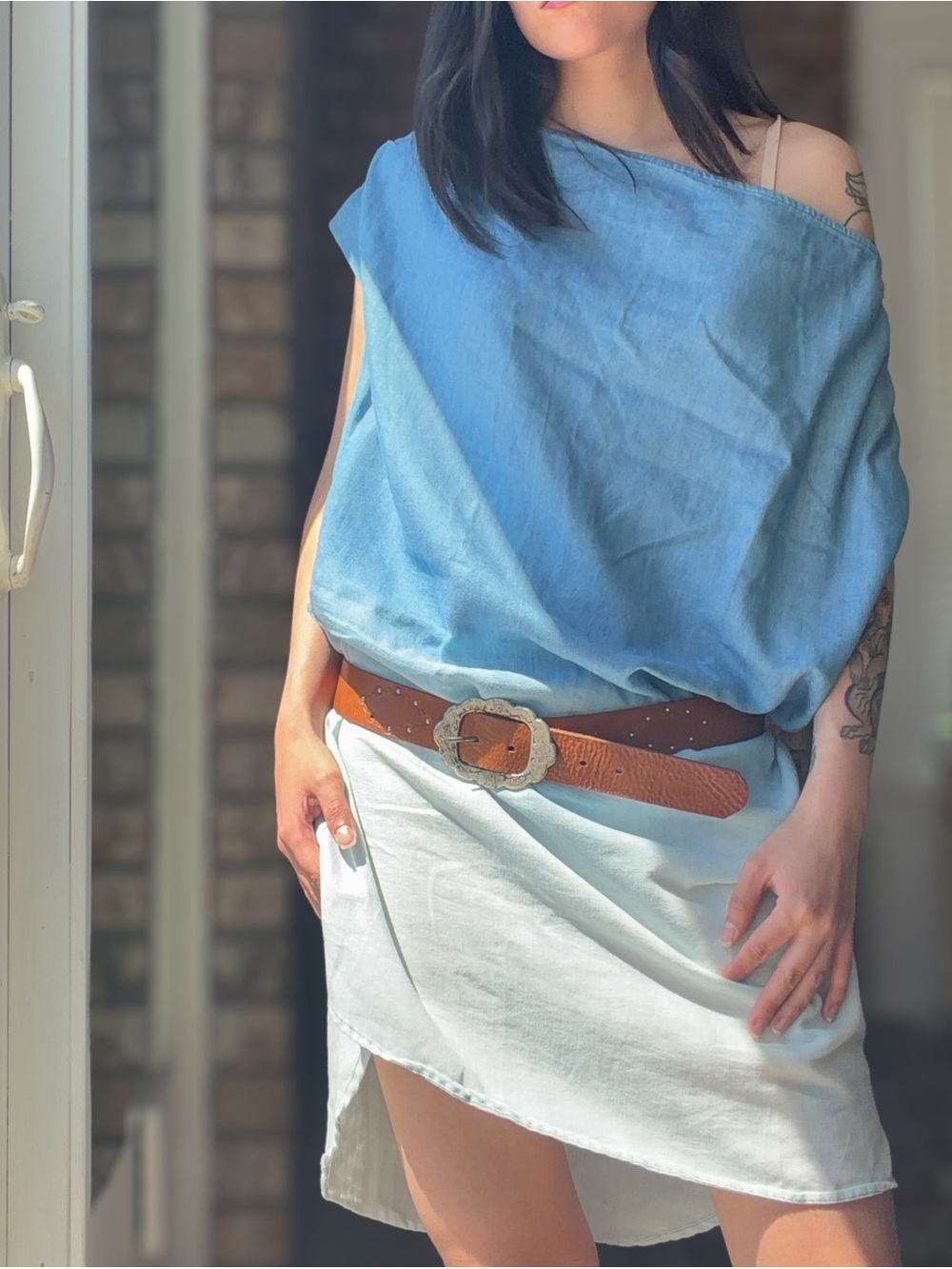 Slouchy Indie Sleaze Boho Above the Knee Ombré  Dress